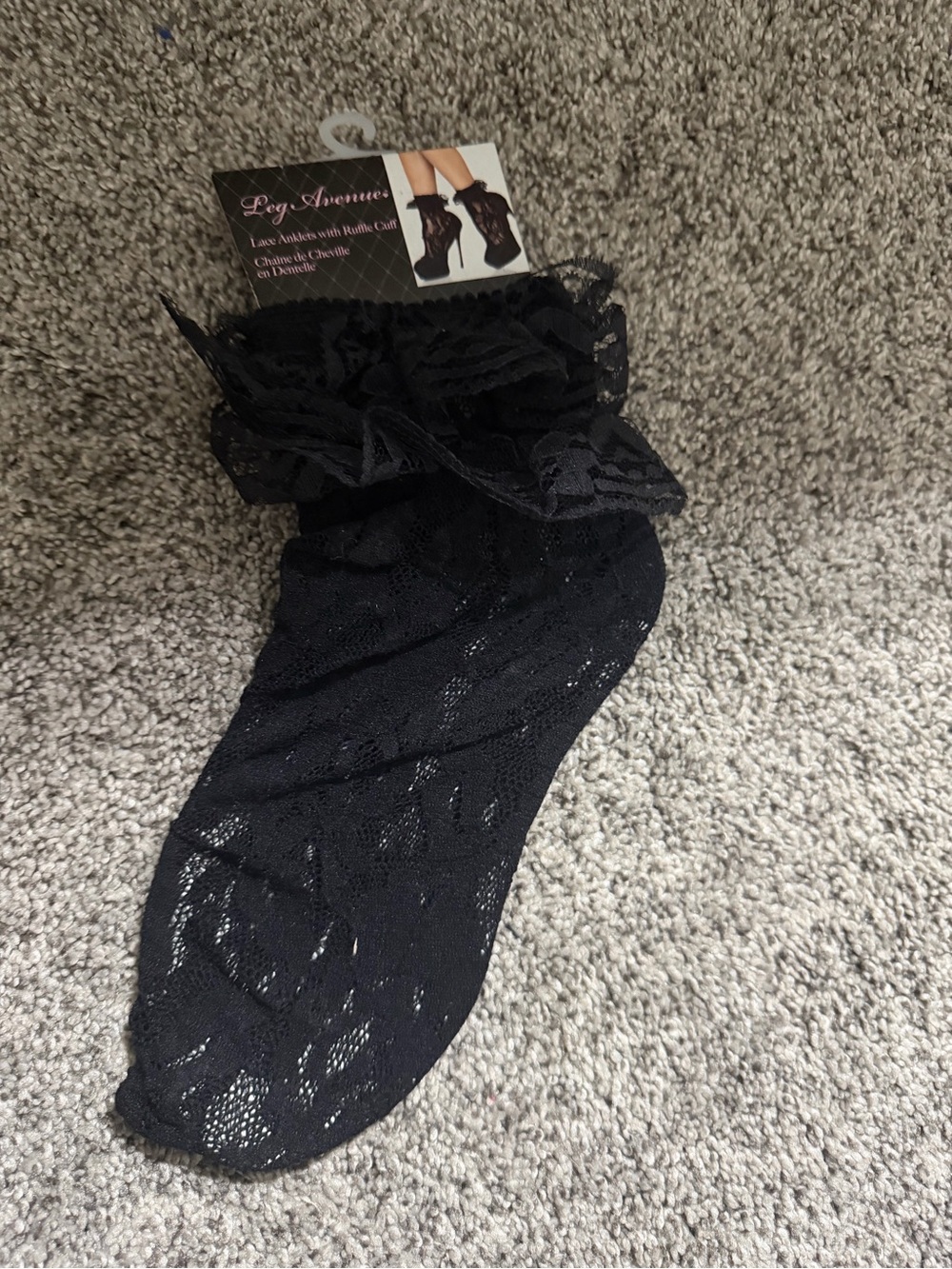 Leg Avenue Black Lace Ruffle Ankle Socks